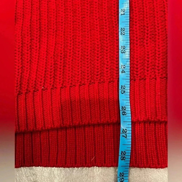 [2X]Lauren Ralph Lauren Red V-neck cotton PullOver Cable Knit sweater - Picture 6 of 7